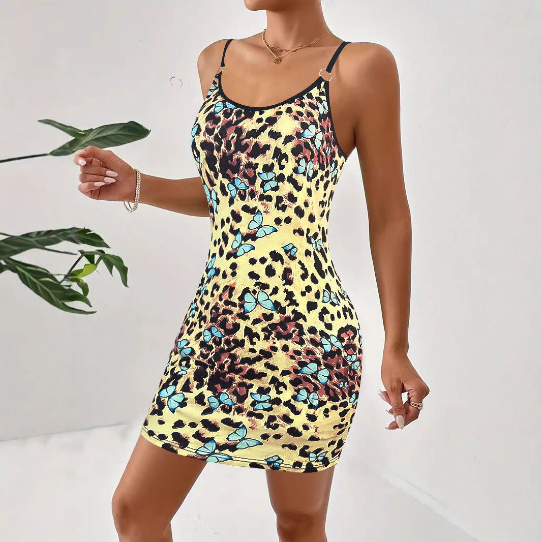 Robe mini bodycon pour femmes avec design imprimé papillon et animal Chic und Stil