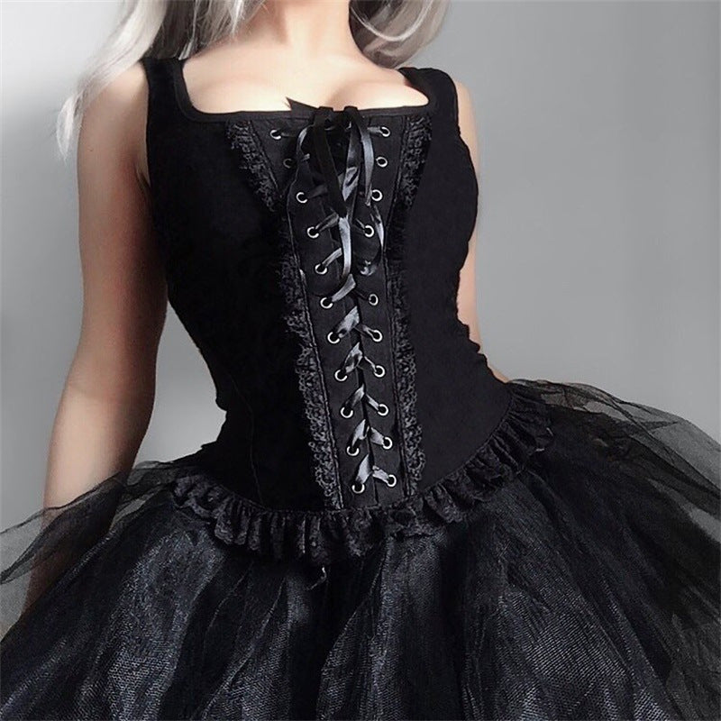 Haut de corset femme avec des détails en volants et des rubans en satin Chic und Stil