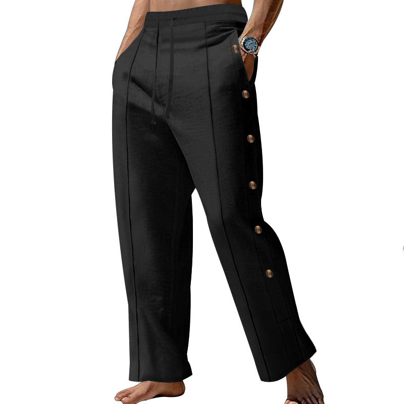 Pantalon d'été décontracté pour homme avec boutons latéraux et taille élastique Chic und Stil