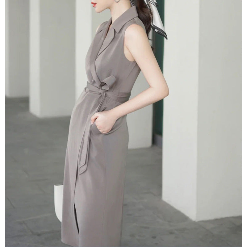 Robe midi enveloppante sans manches pour femmes Chic und Stil