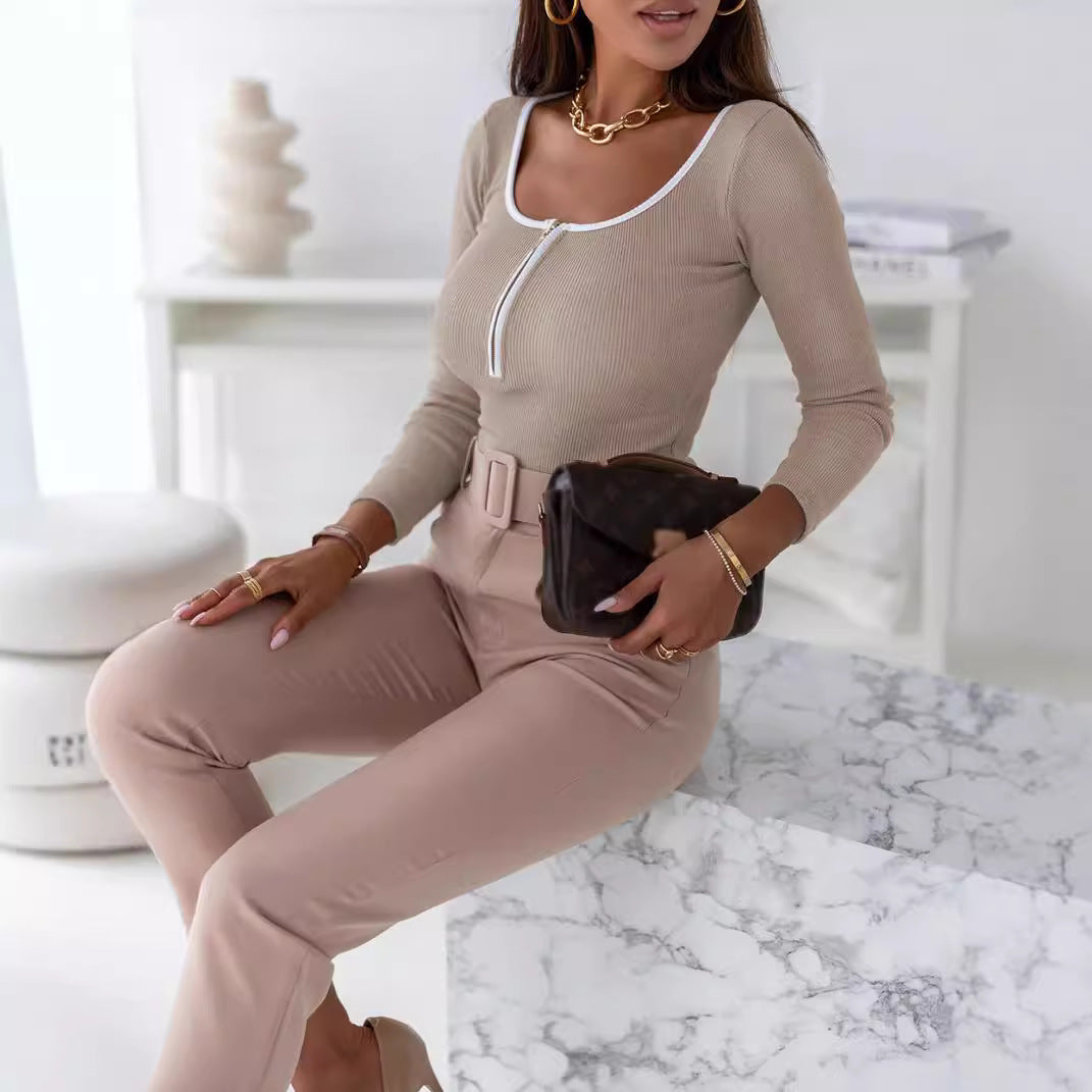 Body à manches longues pour dames avec détail zippé Chic und Stil