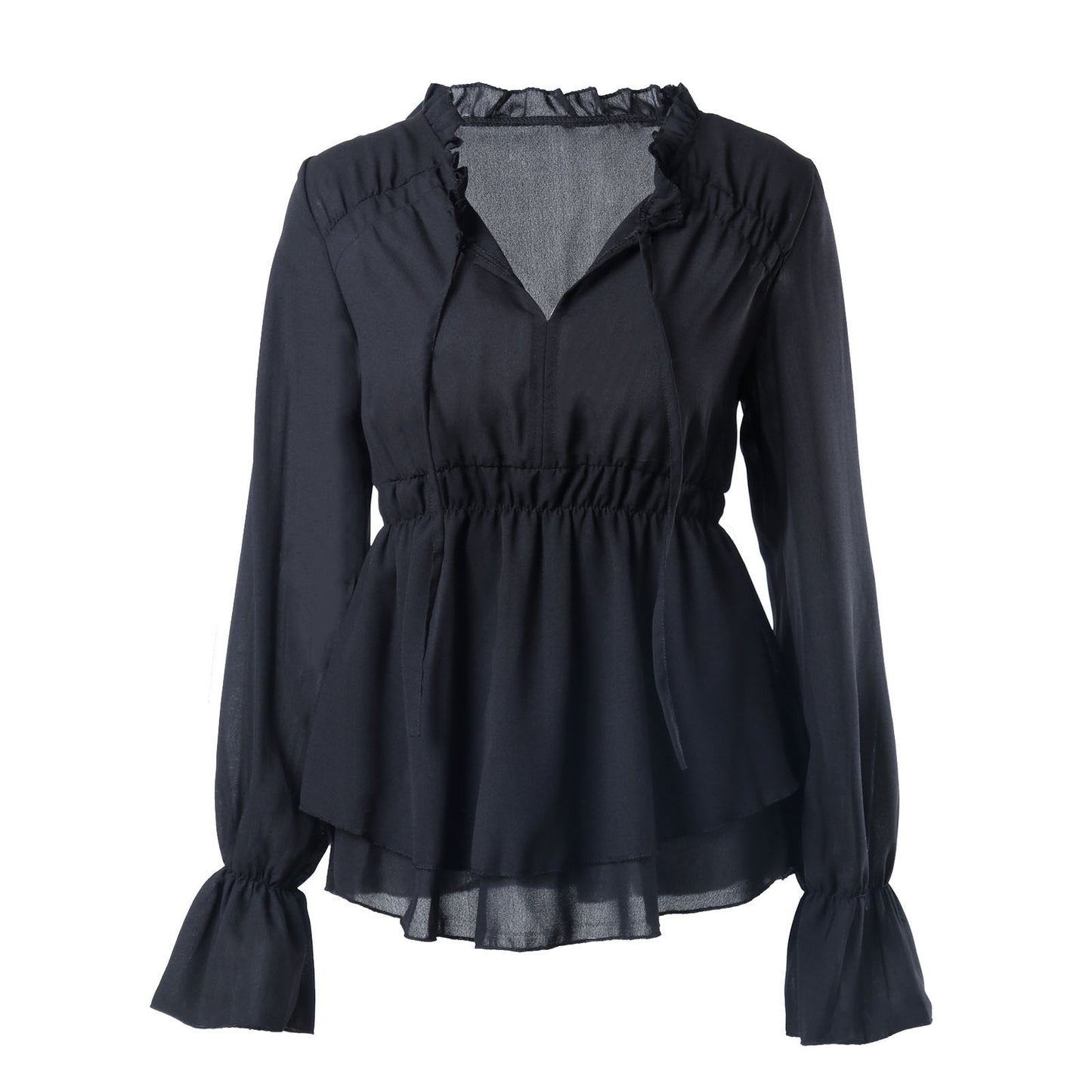 Blouse à volants pour femmes avec taille élastique et manches longues Chic und Stil