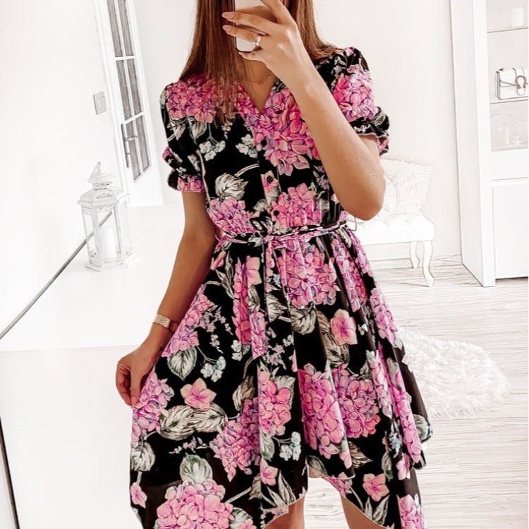 Robe Femme Floral Haute-Bas Chic und Stil