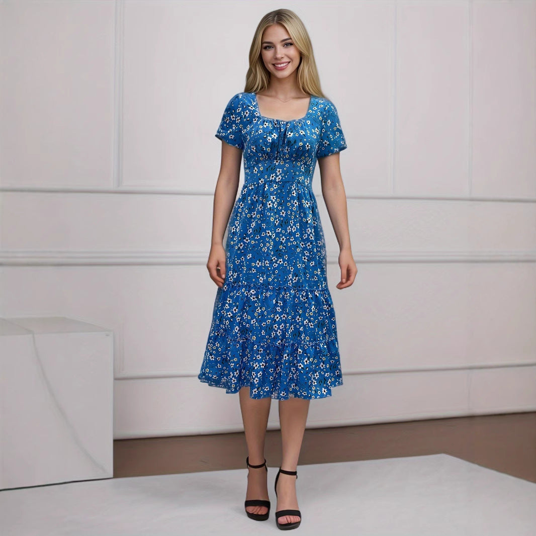 Chic and Stylish Women's Layered Floral Midi Dress