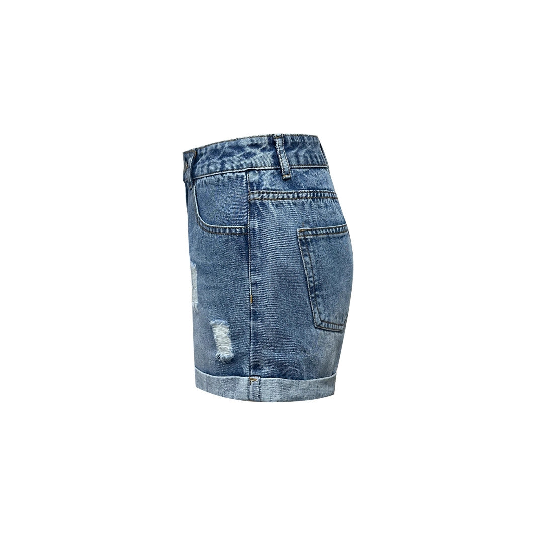 Shorts en denim pour dames en look usé avec des détails destroyés frappants Chic und Stil