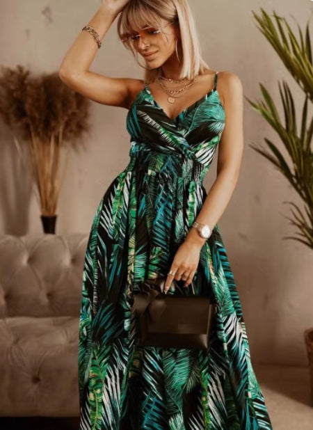 Robe maxi à imprimé tropical Chic und Stil pour femmes