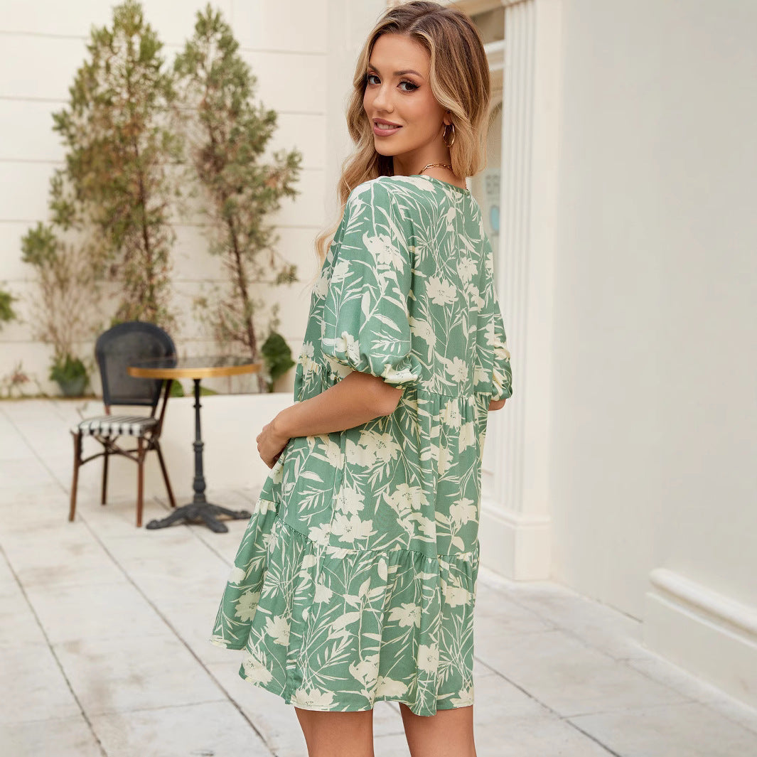 Robe Mini à Fleurs Drapée pour Femmes Chic und Stil