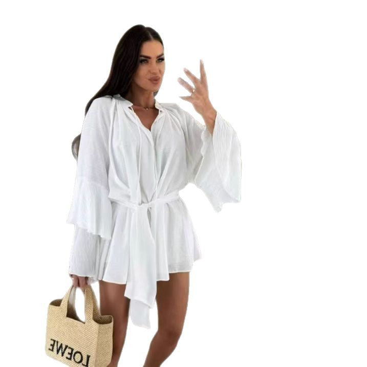 Robe caftan décontractée pour femmes avec des manches volumineuses et une ceinture de taille Chic und Stil
