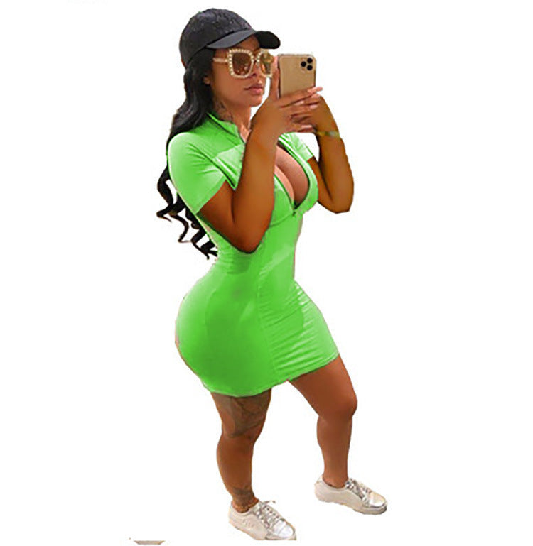 Robe Mini Bodycon Femme avec Détail de Zip Chic und Stil