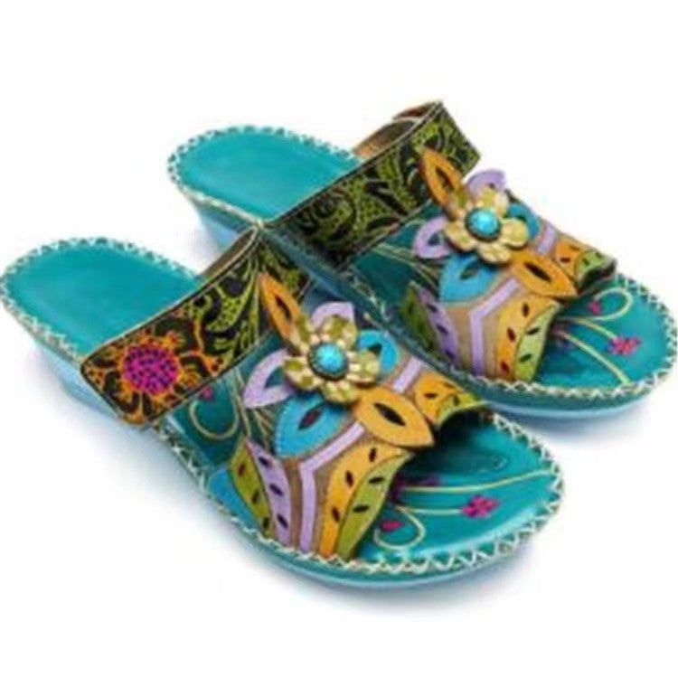 Sandales confort pour femmes avec design floral et semelle intérieure rembourrée Chic und Stil