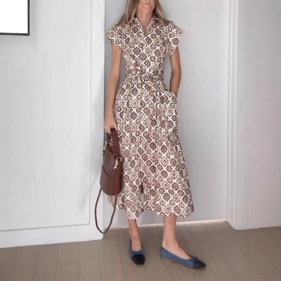 Robe maxi femme avec un élégant motif floral et un raffinement de taille Chic und Stil