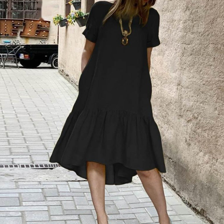 Robe midi à volants high-low pour femmes Chic und Stil