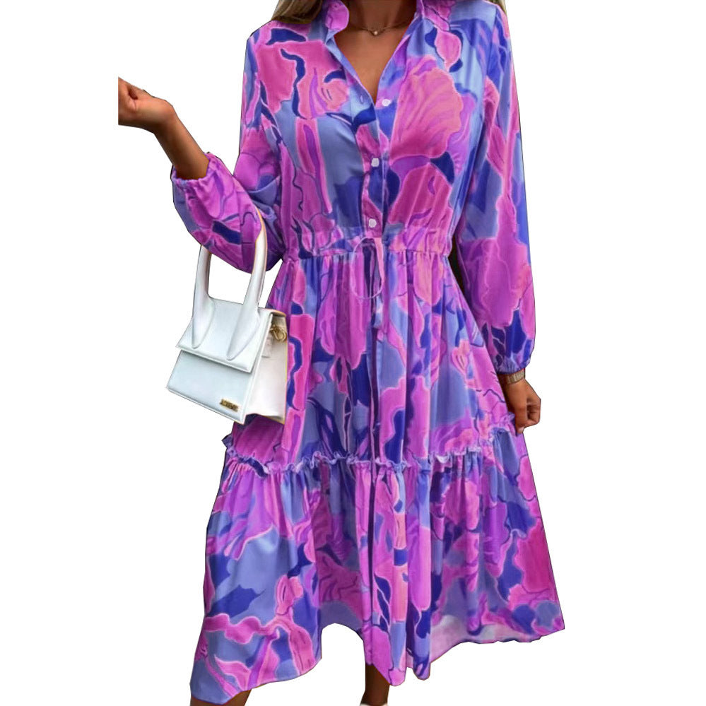 Robe t-shirt à manches longues pour femmes avec une silhouette décontractée et un cordon de serrage à la taille Chic und Stil