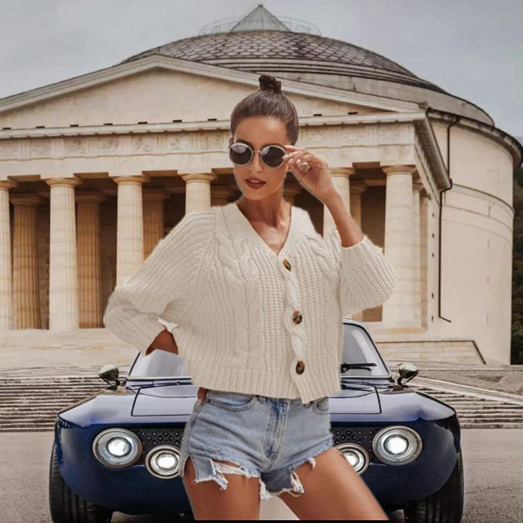 Veste en tricot épais pour femmes avec boutons décoratifs et coupe décontractée Chic und Stil
