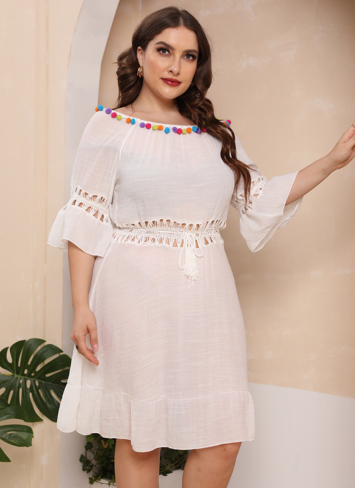 Robe de plage découpée à épaules dénudées pour femme Chic und Stil