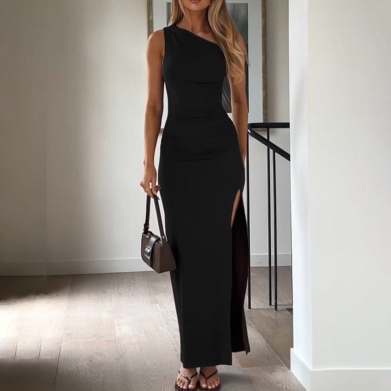 Robe maxi asymétrique à une épaule Chic und Stil pour femmes
