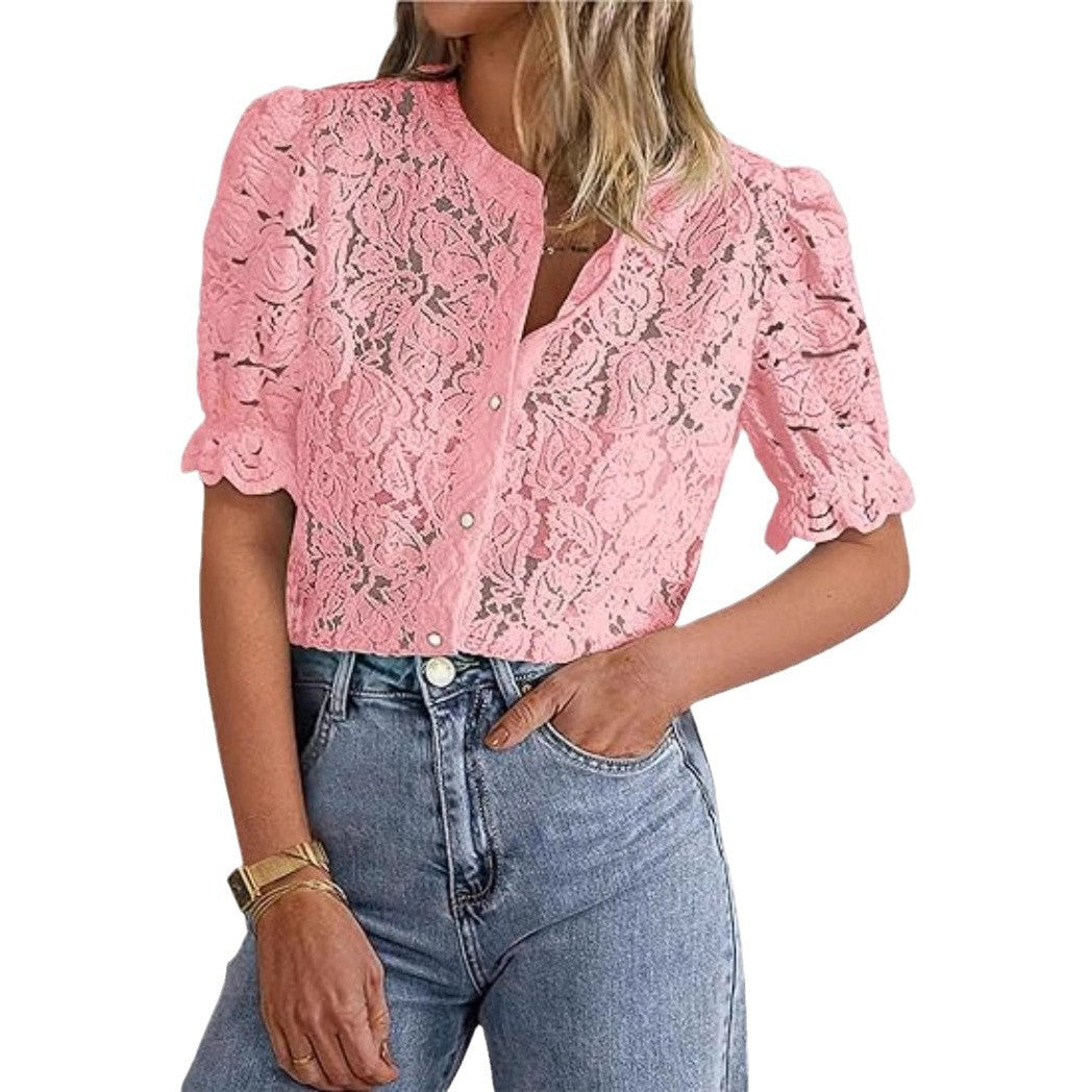 Blouse à superposition en dentelle pour femmes Chic und Stil