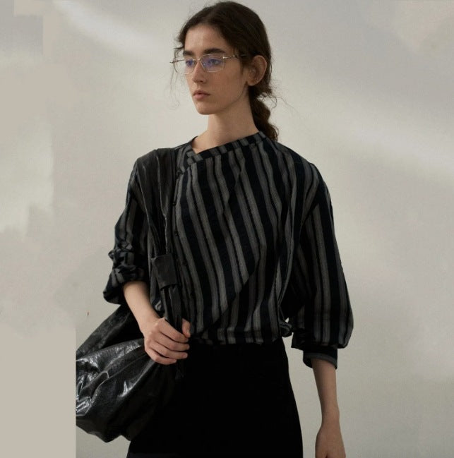 Blouse en coton rayée pour dames Chic und Stil