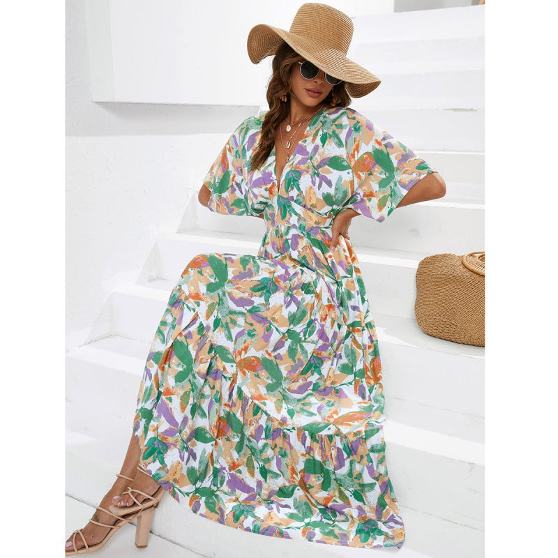 Robe maxi boho pour femmes avec des manches flottantes Chic und Stil