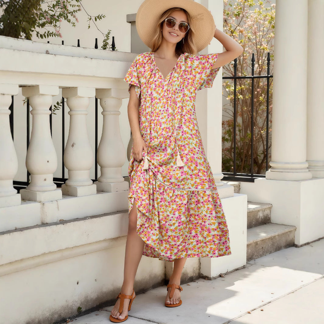 Robe maxi florale bohème pour femmes Chic und Stil