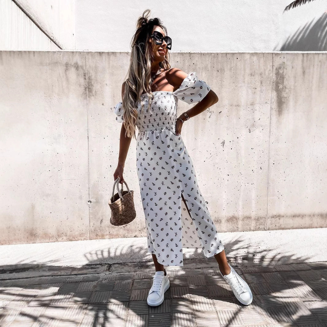Robe maxi décontractée pour femmes avec haut élastique et motif floral Chic und Stil