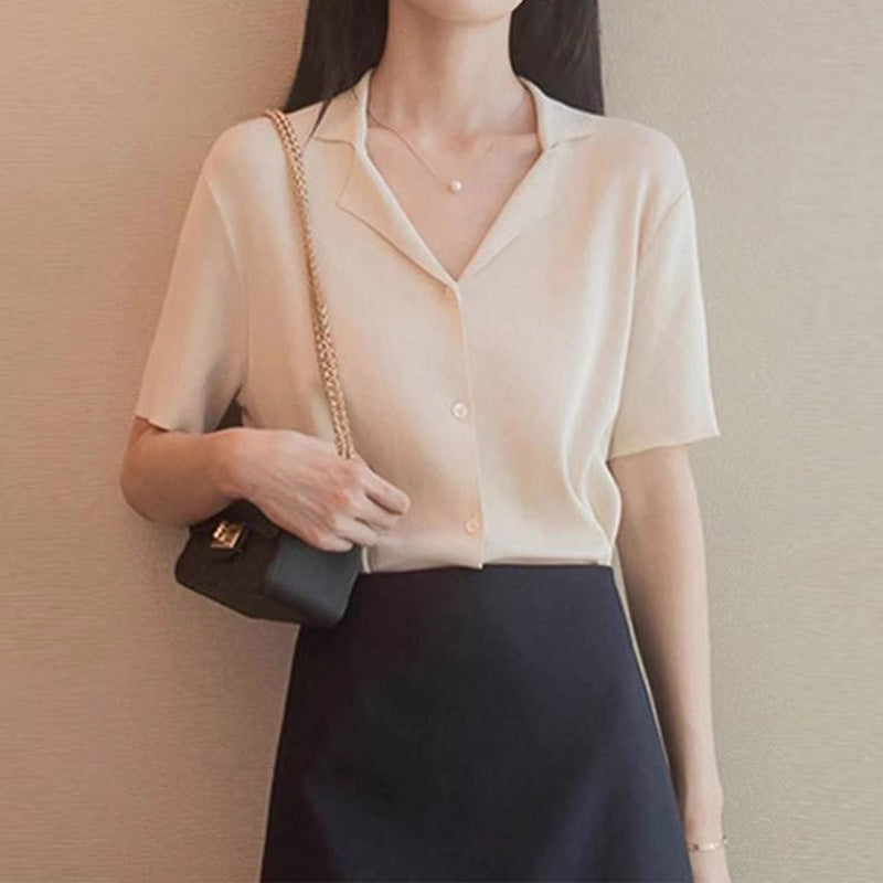 Blouse à boutons à manches courtes pour femmes Chic und Stil