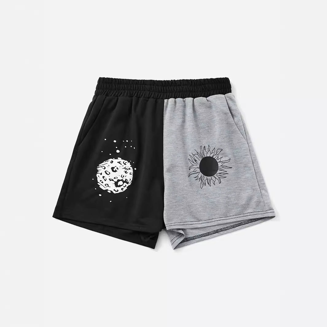 Shorts de loisirs pour femmes avec imprimé planétaire et taille élastique Chic und Stil