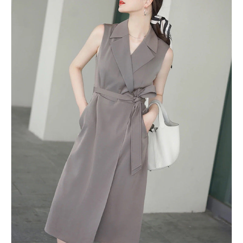 Robe midi enveloppante sans manches pour femmes Chic und Stil