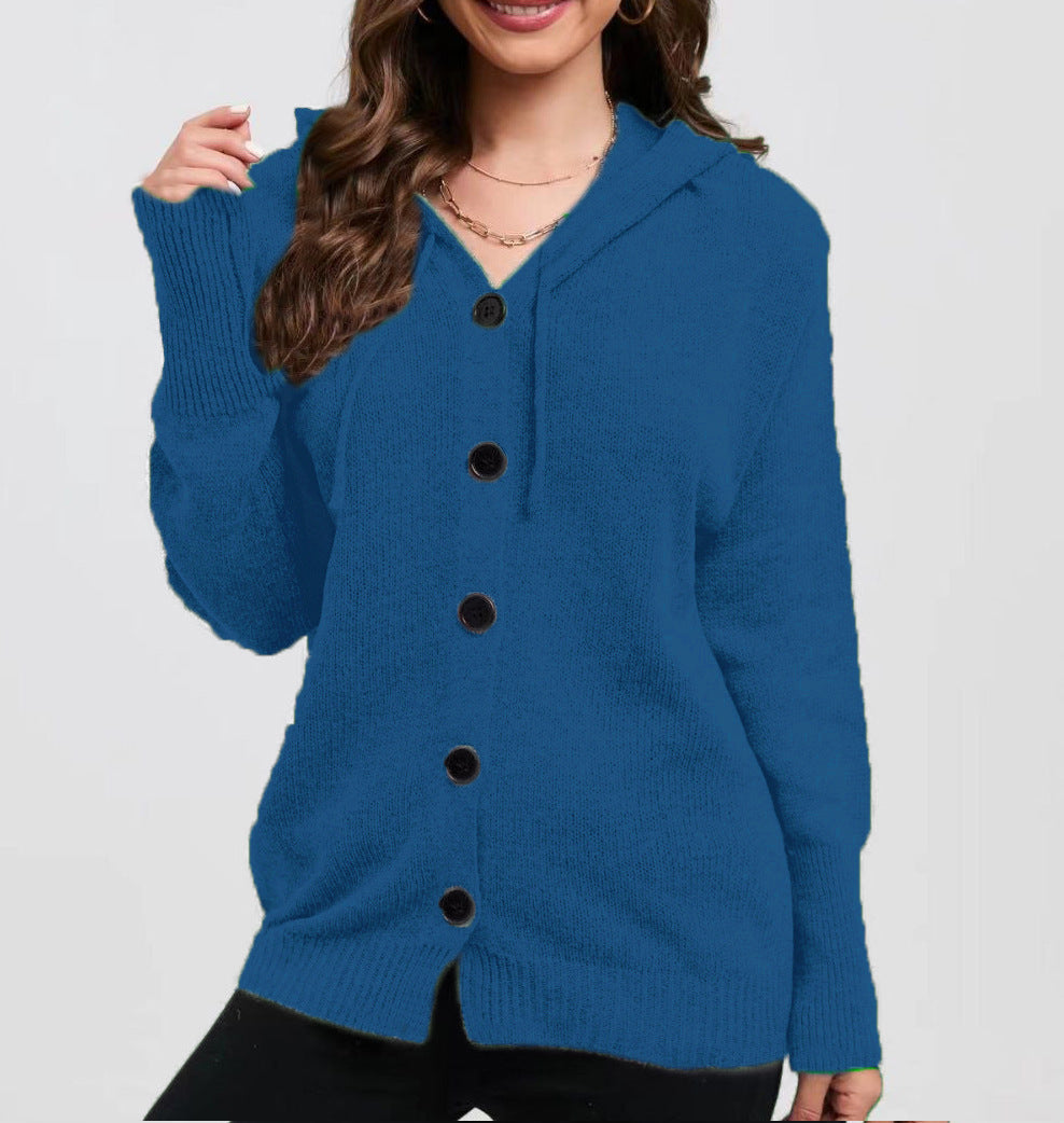 Dame cardigan à capuche avec des détails de bouton pratiques Chic und Stil