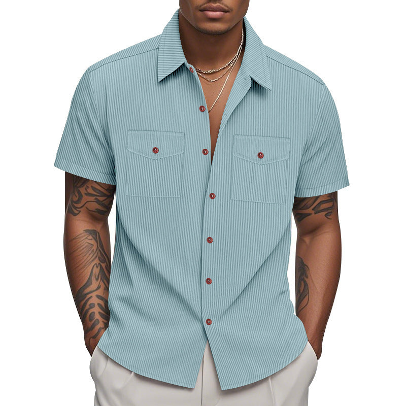 Chemise à manches courtes pour hommes avec surface structurée et poches poitrine pratiques Chic und Stil