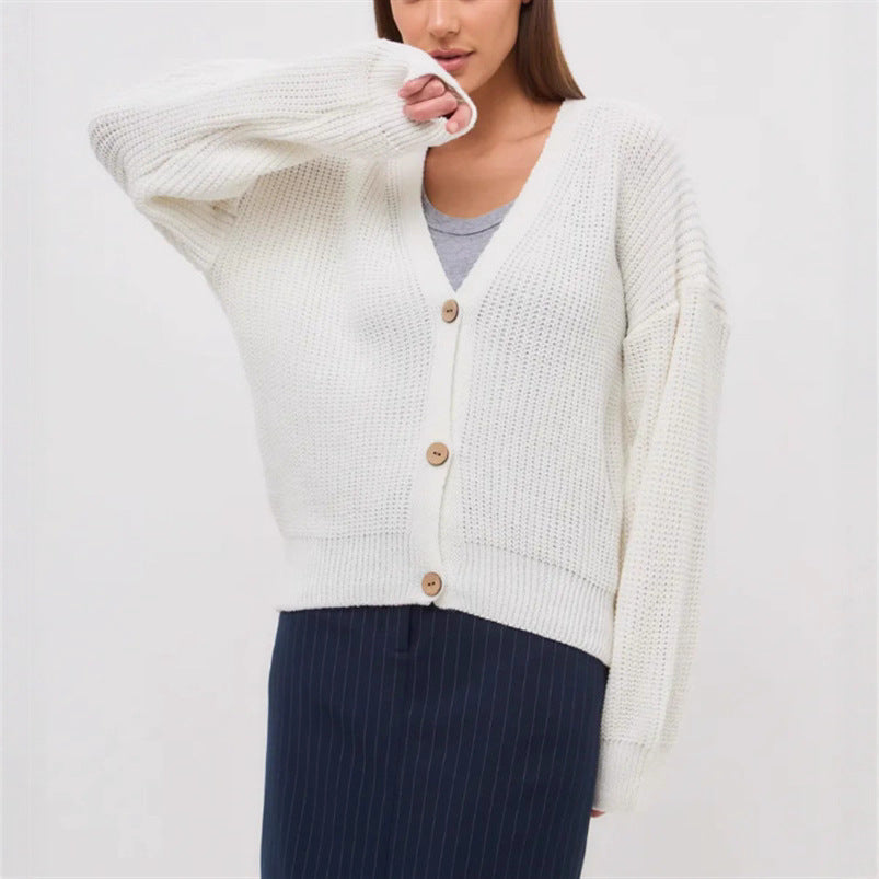 Cardigan en tricot décontracté pour femmes avec détails en boutons et manches évasées Chic und Stil