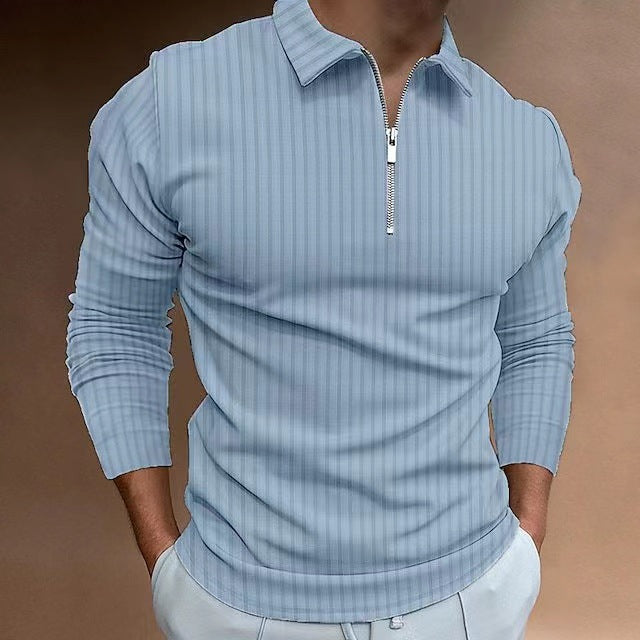 Polo à manches longues pour hommes avec fermeture éclair à la mode Chic und Stil