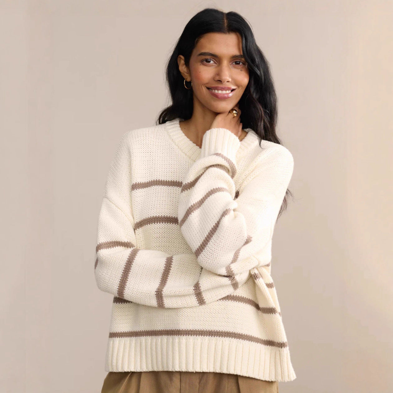 Pull en tricot pour femmes avec un large motif à rayures et une coupe décontractée Chic und Stil