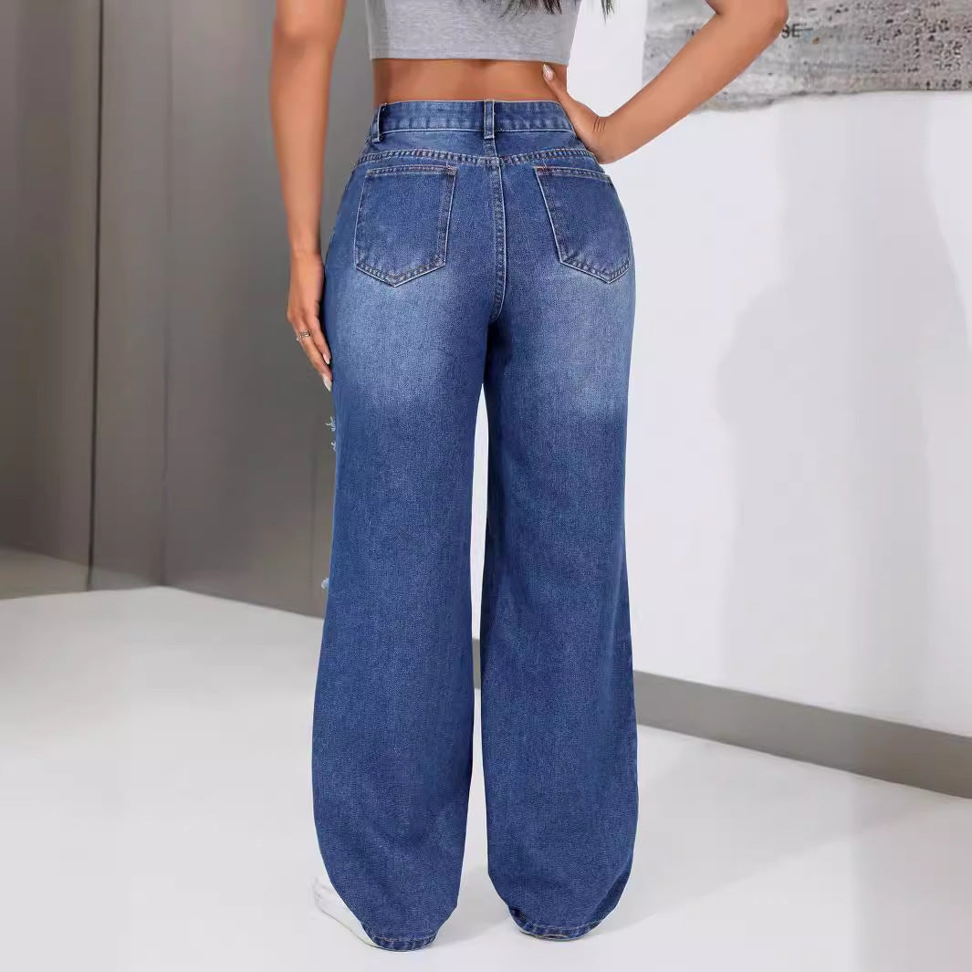 Jeans dames taille haute Loose-Fit avec des détails déchirés Chic und Stil