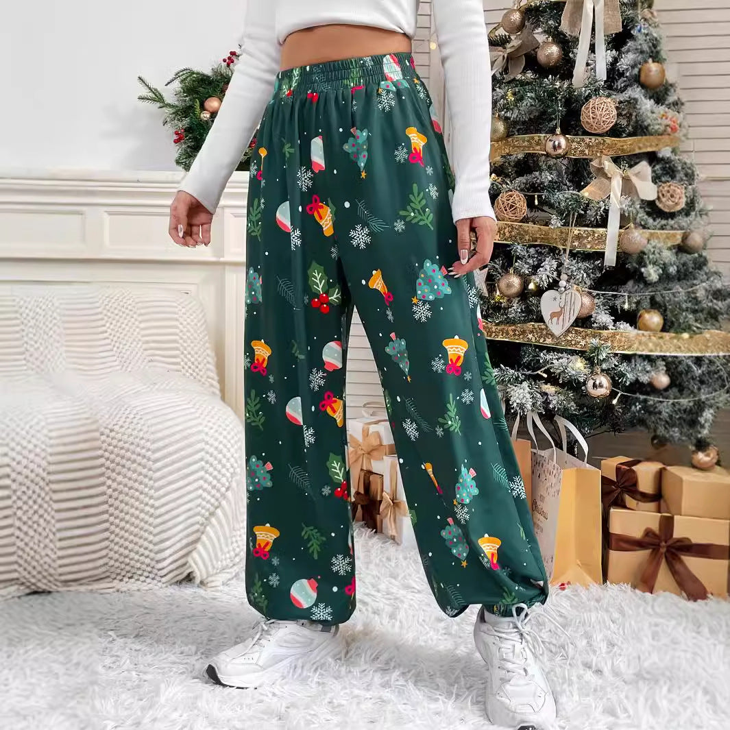 Pantalon de loisirs ample pour femmes avec impression festive Chic und Stil