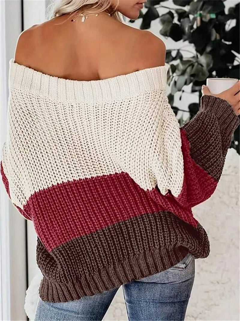 Pull en tricot surdimensionné pour femmes avec une coupe décontractée et épaule ouverte Chic und Stil