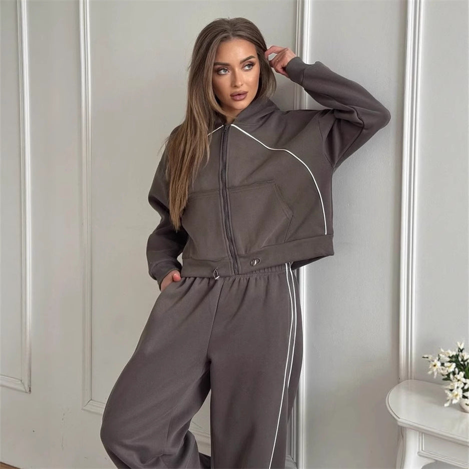 Ensemble de vestes et pantalons de loisirs sportives pour femmes avec coupe tendance et taille élastique Chic und Stil