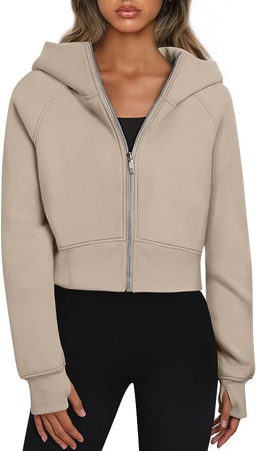 Veste à capuche cropped pour femmes avec fermeture éclair intégrale Chic und Stil