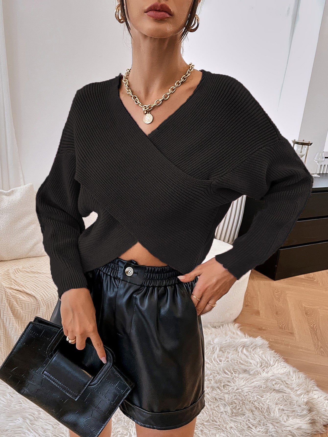 Pull-over en tricot décontracté pour femmes avec coupe asymétrique Chic und Stil