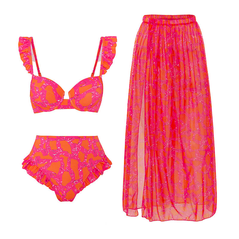Ladies' swimsuit set with a voluminous wrap skirt and playful ruffles Chic and Style