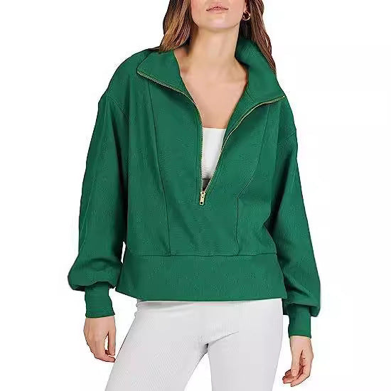 Pull décontracté pour femmes avec col montant et fermeture éclair Chic und Stil