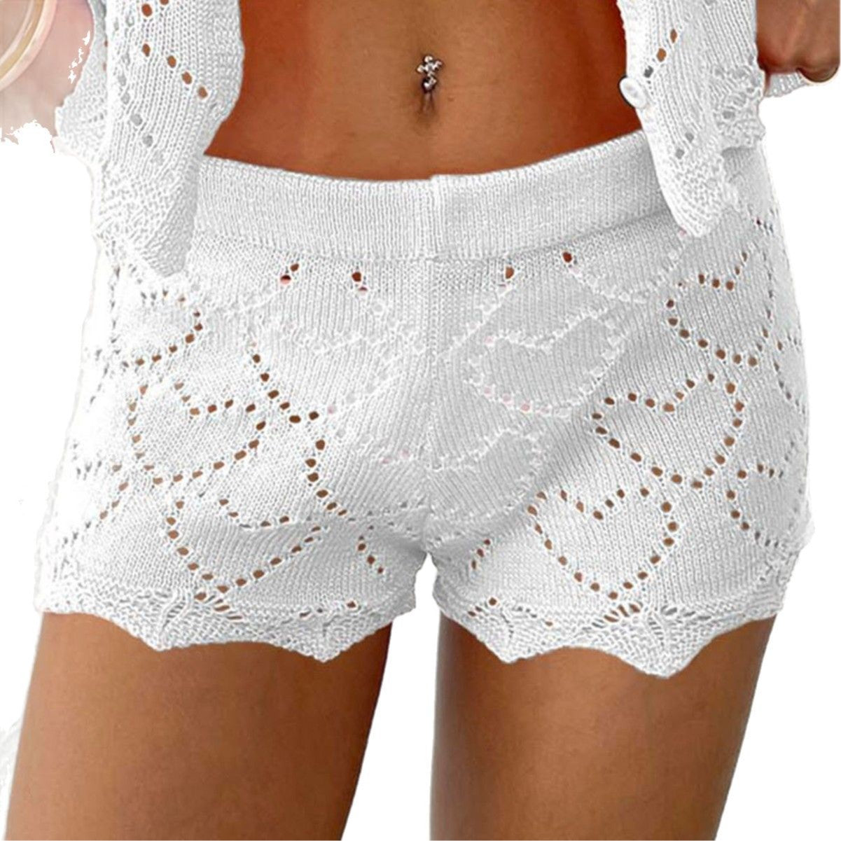 Shorts en tricot à motif de cœur pour femmes Chic und Stil