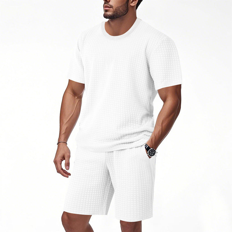 Ensemble décontracté à manches courtes pour femmes avec haut texturé et shorts Chic und Stil