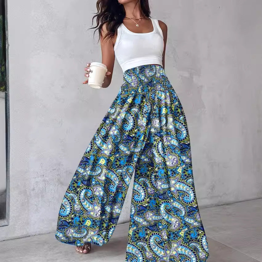 Pantalons Palazzo pour femmes avec impression tropicale Chic und Stil