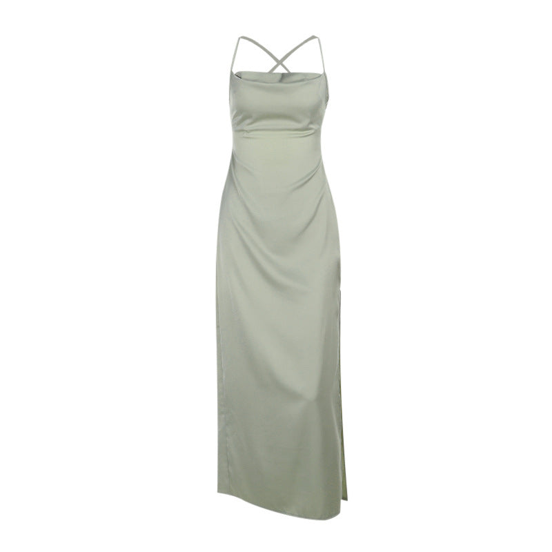 Robe midi en satin élégante avec décolleté Carmen pour femmes Chic und Stil