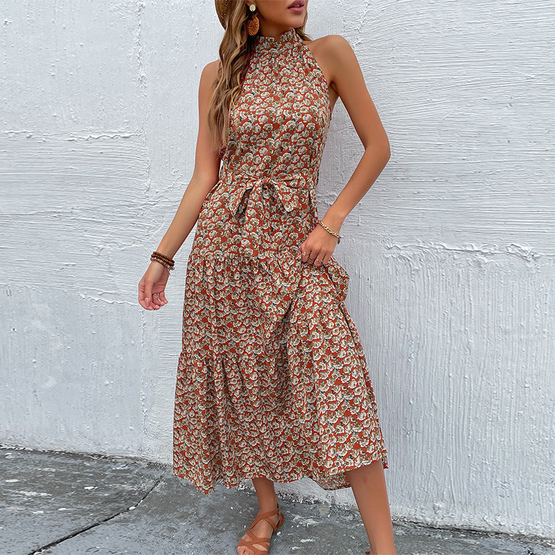Robe maxi à col montant floral pour femmes Chic und Stil