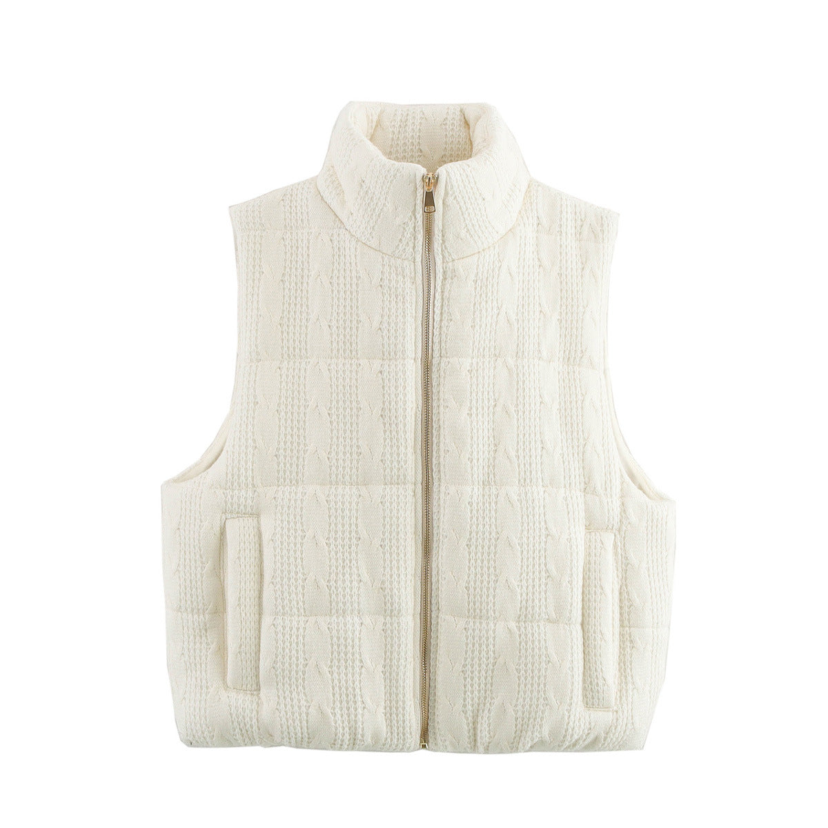 Dame gilet matelassé avec motif tricot de haute qualité et poches pratiques Chic und Stil