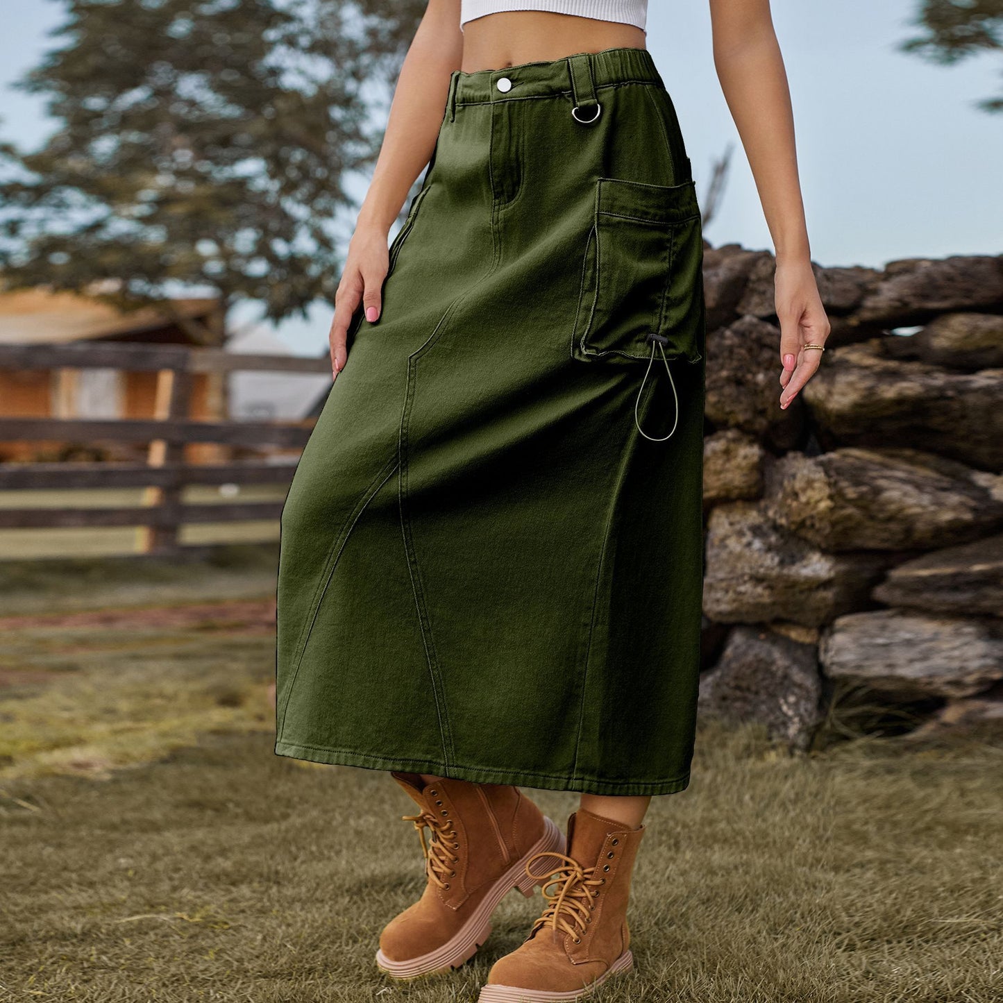 Jupe maxi pour femmes au style utilitaire avec poches pratiques Chic und Stil