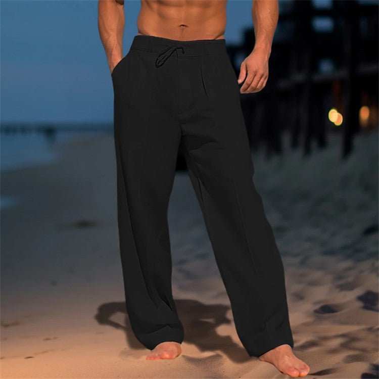 Pantalon d'été ample pour hommes avec taille élastique et poches pratiques Chic und Stil