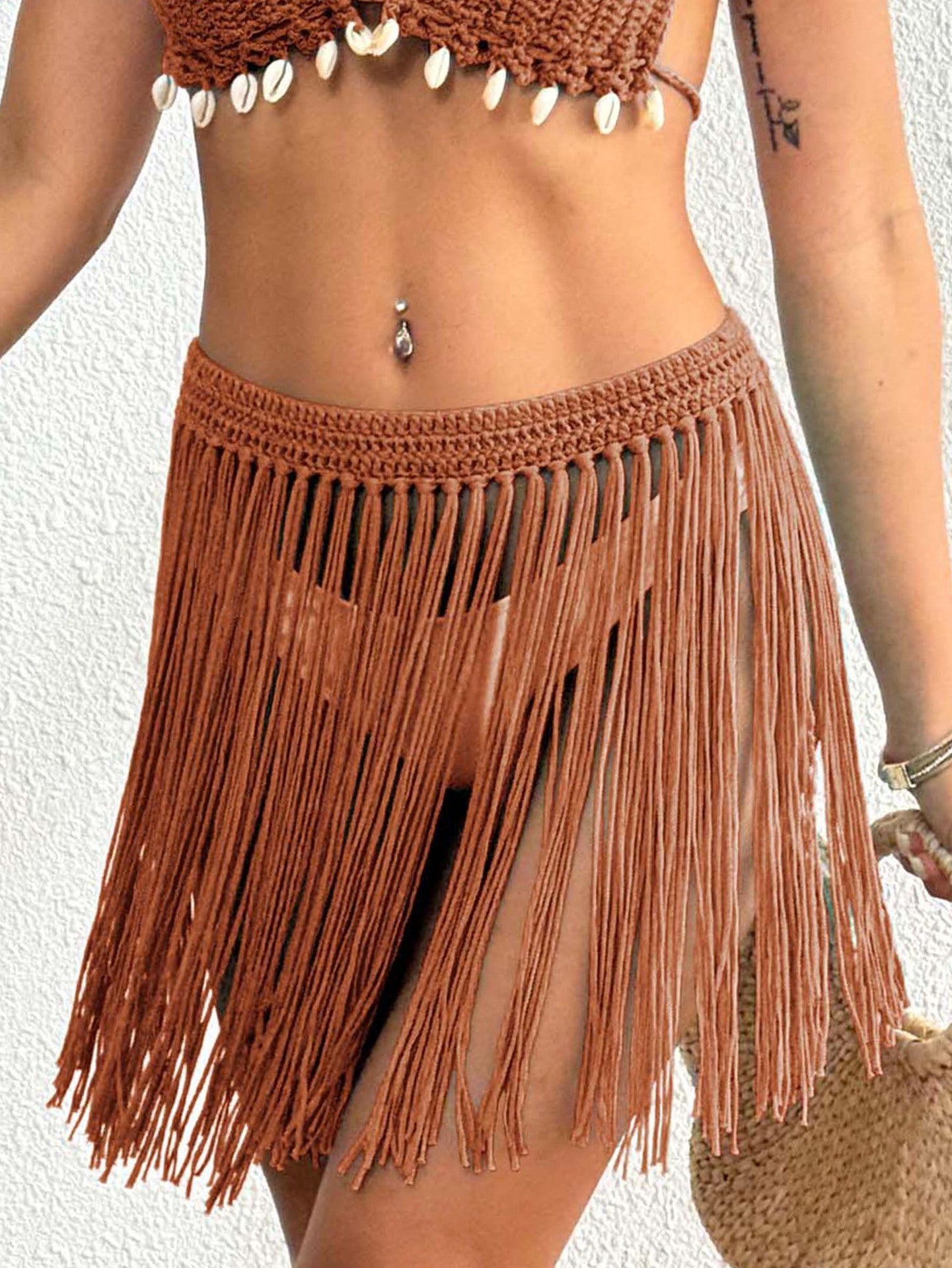 Jupe de couverture frangée au crochet pour femmes Chic und Stil